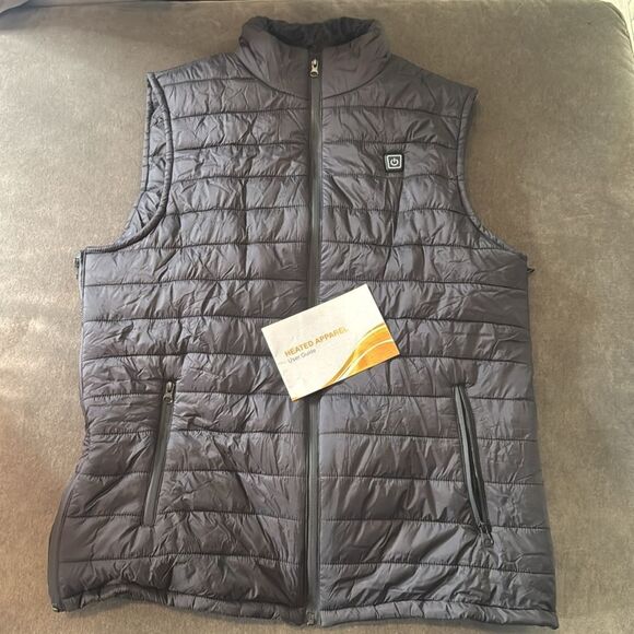 Unisex Black Quilted Puffer Heated Vest Zip Front Size XL NEW - Picture 5 of 16